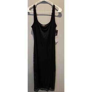 NWT bebe Diamond Knit Mesh Black Tank Dress Size M Women's